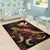 Hawaii Polynesian Area Rugs - Turtle With Blooming Hibiscus Gold - Polynesian Pride