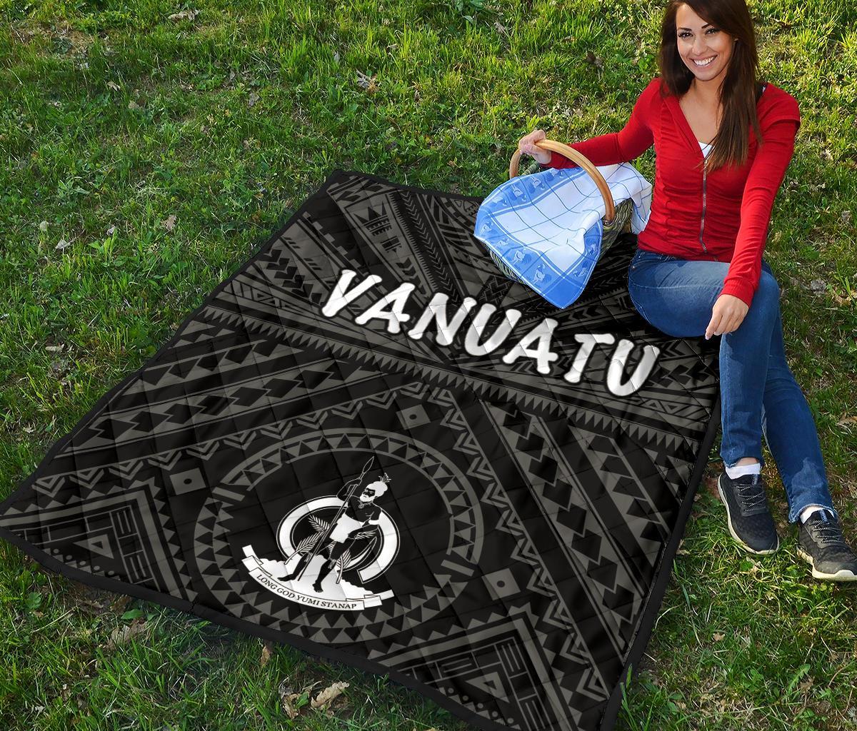 Vanuatu Premium Quilt - Vanuatu Seal With Polynesian Tattoo Style - Polynesian Pride