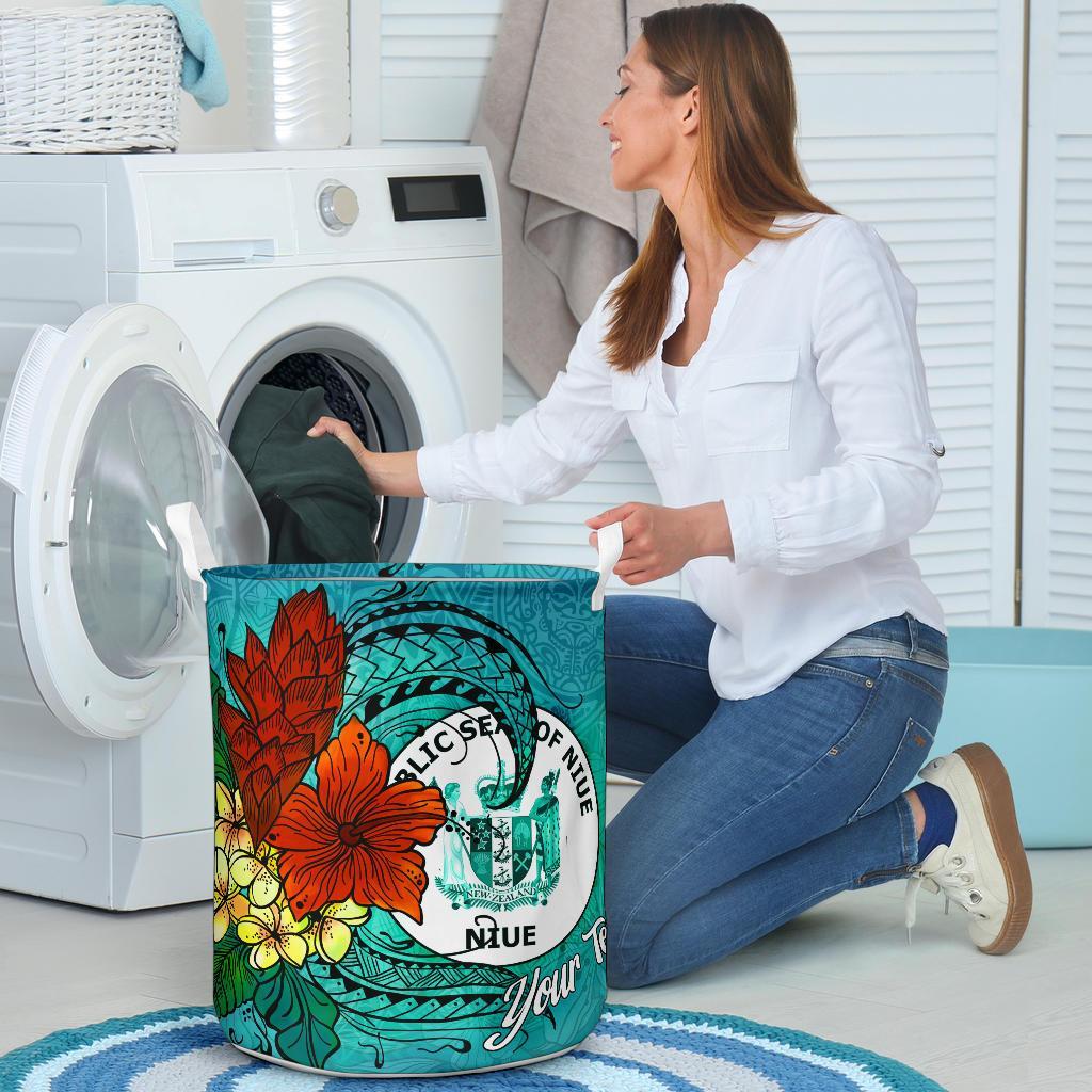 Niue Laundry Basket - Custom Personalised Tropical Flowers Style - Polynesian Pride