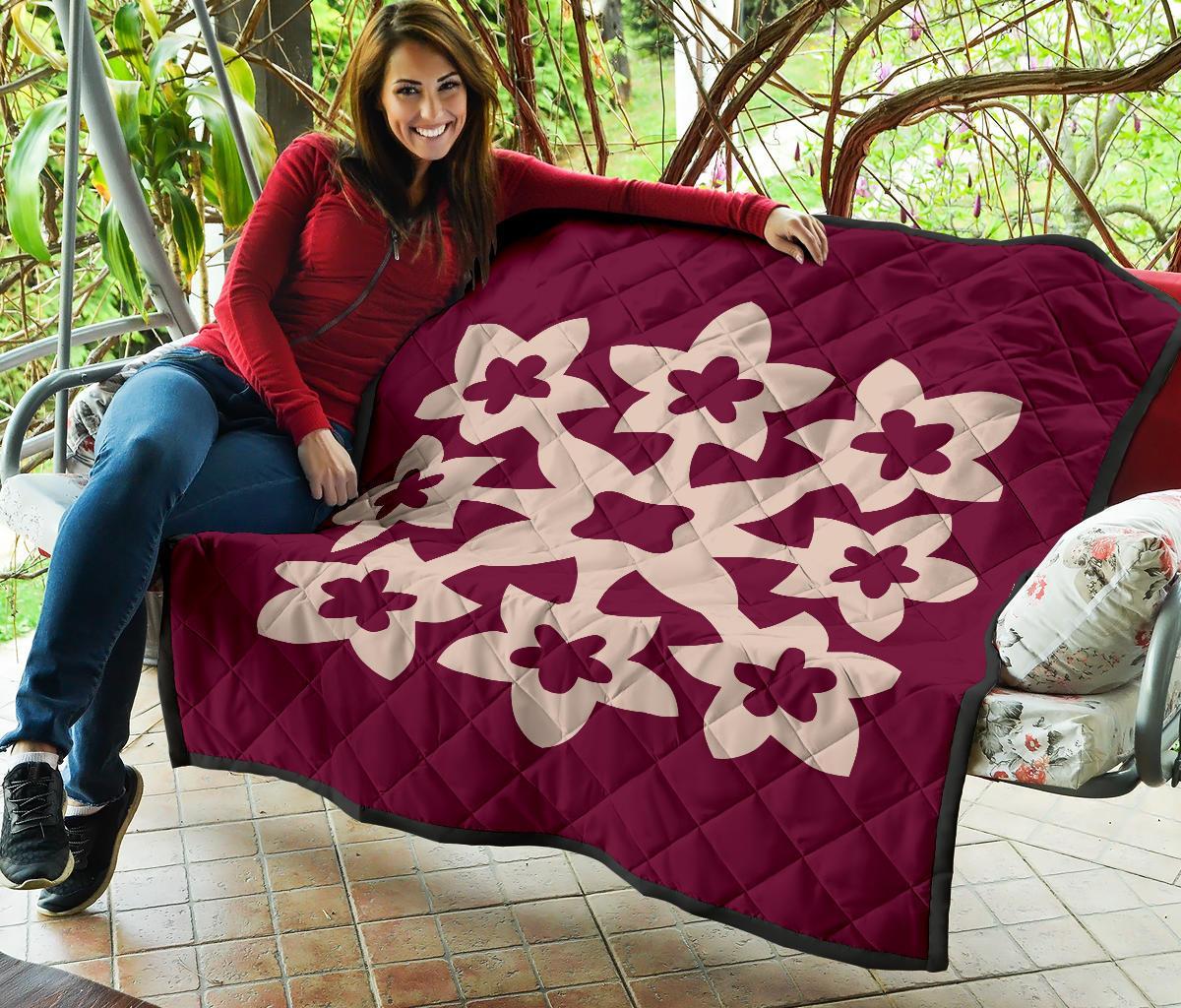 Hawaiian Premium Quilt Royal Pattern - Pink - A1 Style - Polynesian Pride