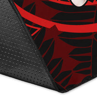 Polynesian Hawaii Area Rug - Humpback Whale with Hibiscus (Red) - Polynesian Pride