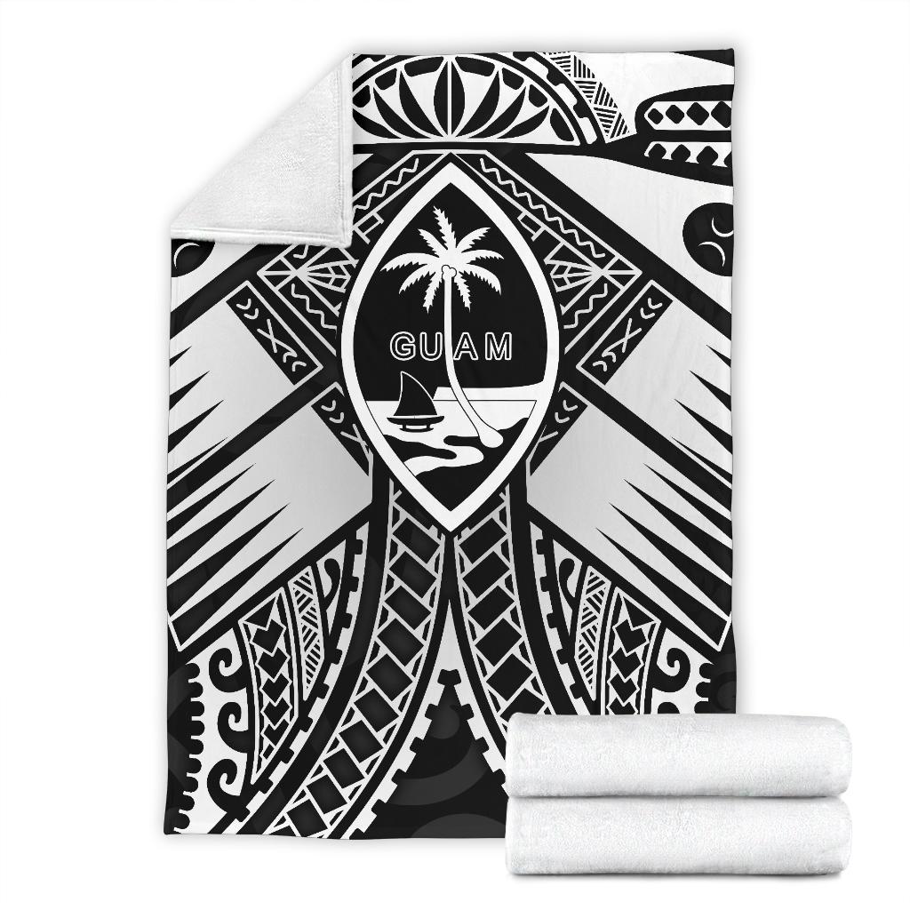 Guam Polynesian Premium Blanket - Guam White Seal with Polynesian Tattoo Ver 01 - Polynesian Pride