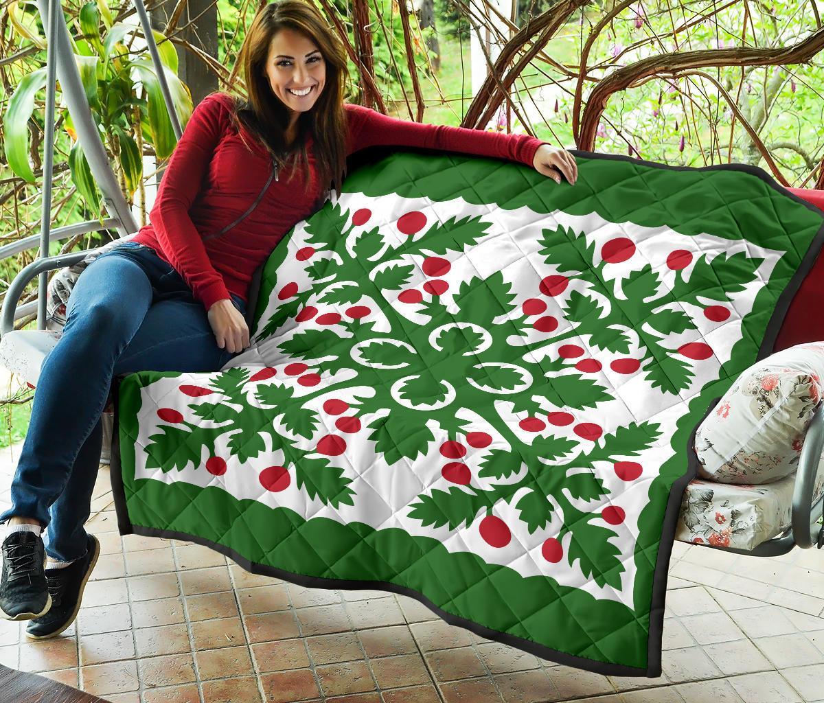 Hawaiian Fresh Fruit Tropical Pattern Premium Quilt - Green - Argu Style - AH - Polynesian Pride