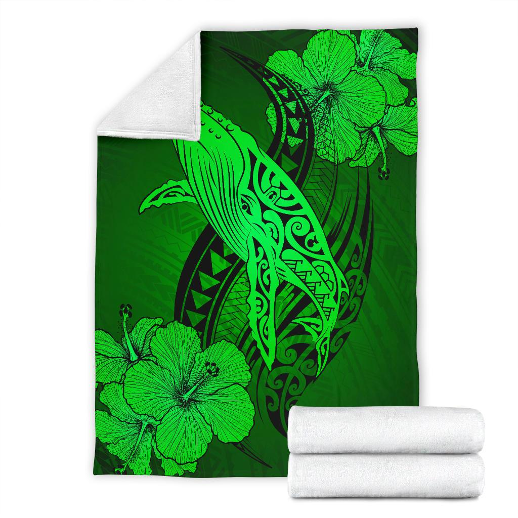 Hawaii Whale Swim Poly Green Premium Blanket - Polynesian Pride