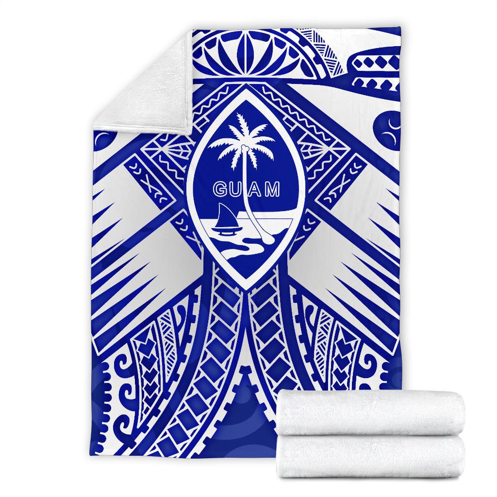 Guam Polynesian Premium Blanket - Guam White Seal with Polynesian Tattoo Ver 02 - Polynesian Pride