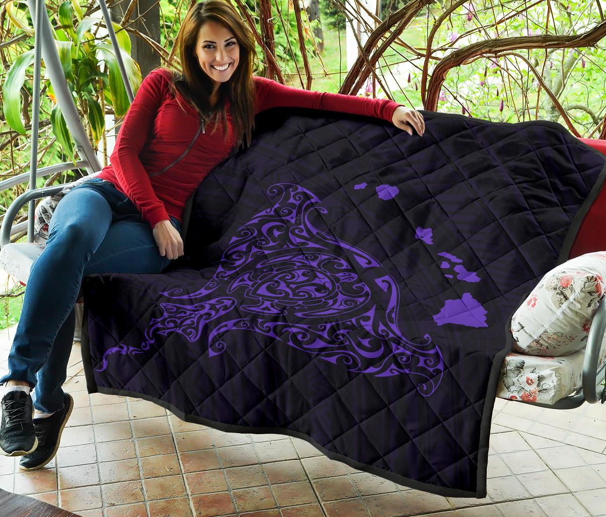 Rays Hawaii Map Polynesian Premium Quilt - Purple - Polynesian Pride