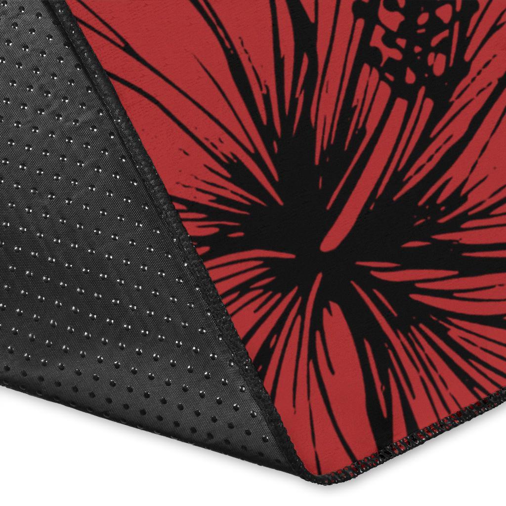 Polynesian Hawaii Kanaka Maoli Area Rug - Summer Plumeria (Red) - Polynesian Pride