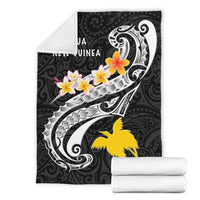 Papua New Guinea Premium Blanket - PNG Seal Polynesian Patterns Plumeria (Black) - Polynesian Pride
