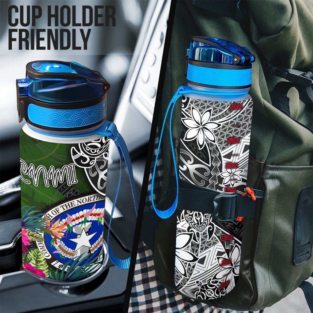 Northern Mariana Islands Hydro Tracking Bottle - Turtle Plumeria Banana Leaf - Polynesian Pride