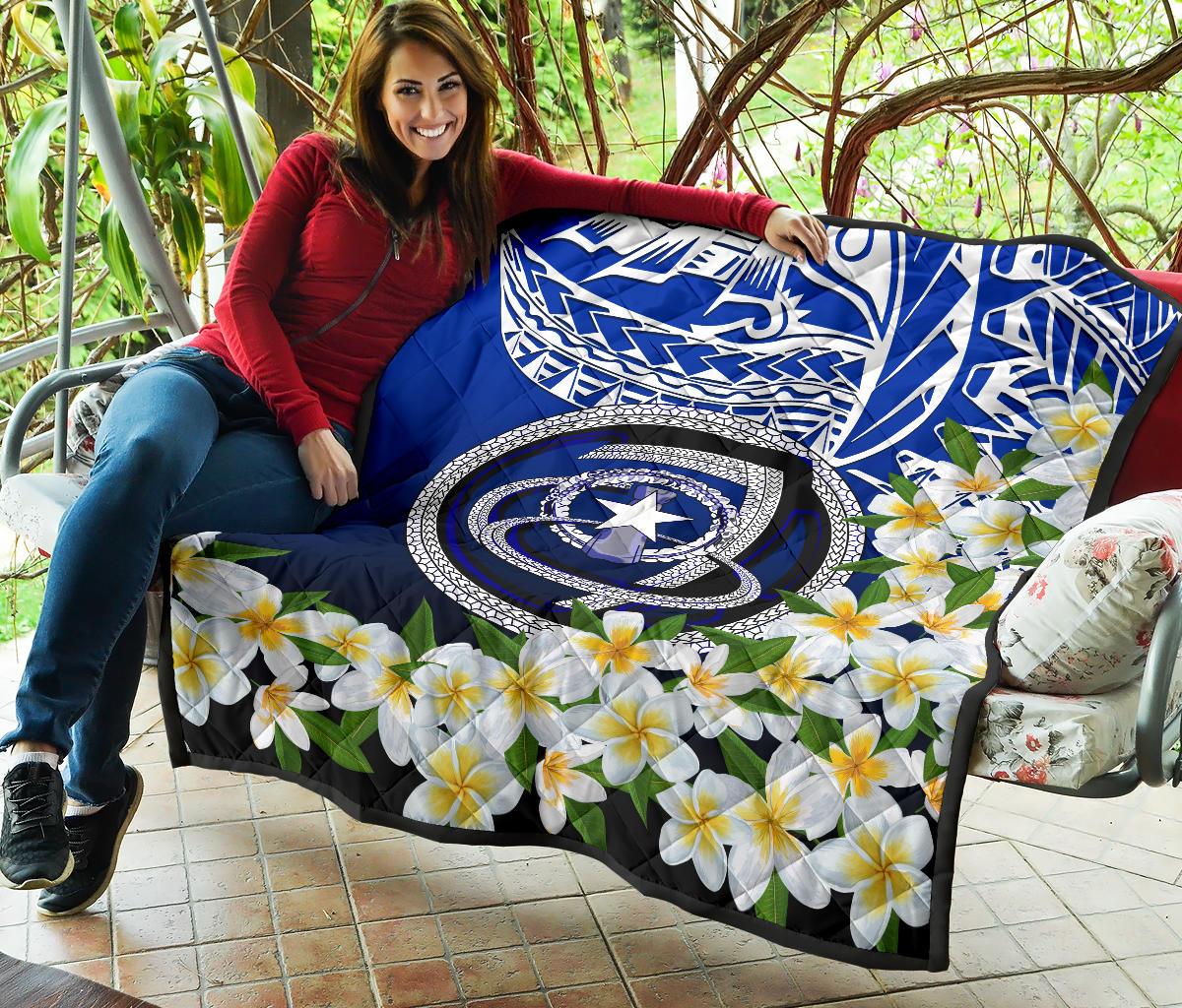 Northern Mariana Islands Premium Quilt - Polynesian Plumeria Pattern - Polynesian Pride