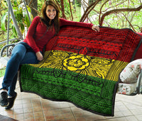 Hawaii Polyensian Kanaka Flag Turtle Premium Quilt - Polynesian Pride