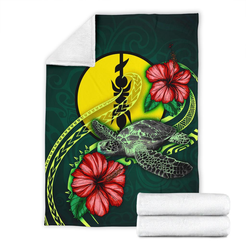 New Caledonia Polynesian Premium Blanket - Green Turtle Hibiscus - Polynesian Pride