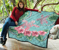 Hawaii Tropical Hibiscus Turtle Mint Style - Premium Quilt AH - Polynesian Pride
