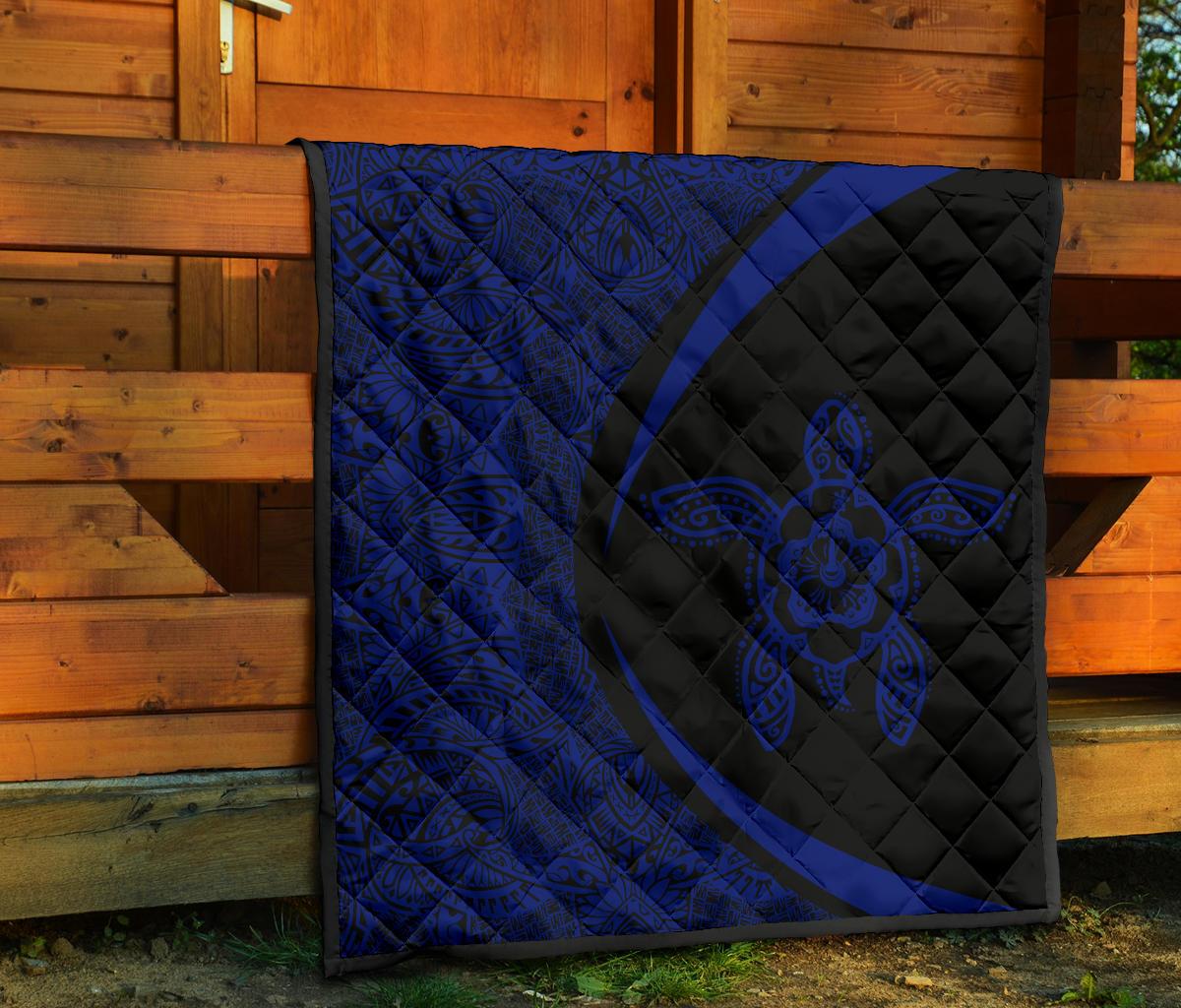 Hawaii Turtle Polynesian Blue Premium Quilt - Circle Style - Polynesian Pride