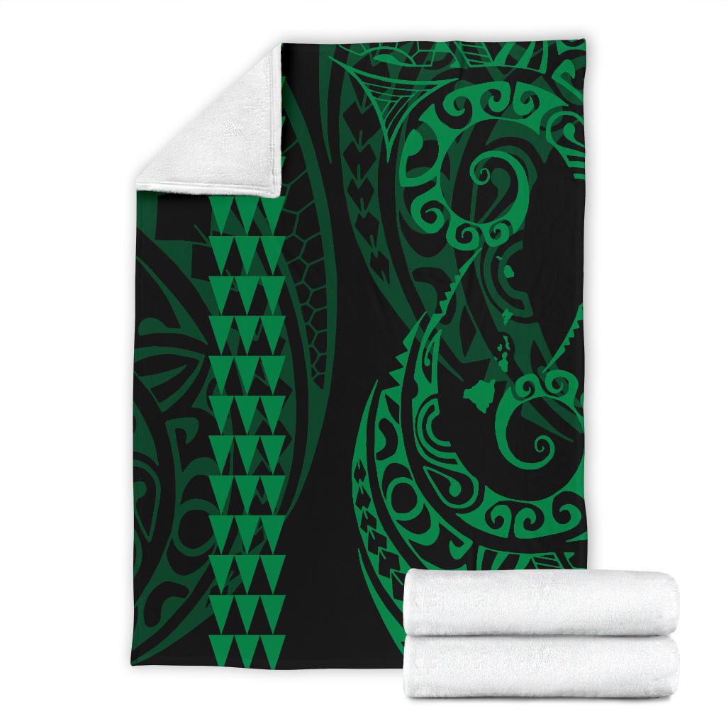 Hawaii Kakau Green Polynesian Premium Blanket - Polynesian Pride
