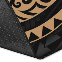 Vanuatu Polynesian Custom Personalised Area Rug - Gold Tribal Wave - Polynesian Pride