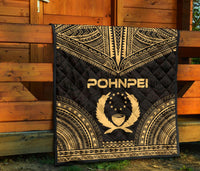 Pohnpei Premium Quilt - Pohnpie Flag Polynesian Chief Gold Version - Polynesian Pride