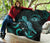 Hawaii Polynesian Premium Quilt - Turtle With Blooming Hibiscus Turquoise - Polynesian Pride