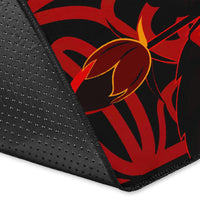 Hawaii Hibiscus Polynesian Red Big Turtle Area Rug AH - Polynesian Pride