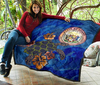 Hawaii Seal Hibiscus Ocean Pin Light Turtle Sea Premium Quilt - Polynesian Pride