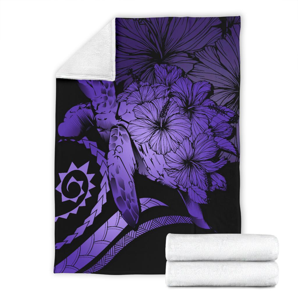 Hawaii Turtle Hibiscus Polynesian Vintage Premium Blanket - Purple - Polynesian Pride