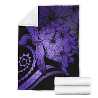 Hawaii Turtle Hibiscus Polynesian Vintage Premium Blanket - Purple - Polynesian Pride