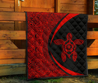 Hawaii Turtle Polynesian Red Premium Quilt - Circle Style - Polynesian Pride
