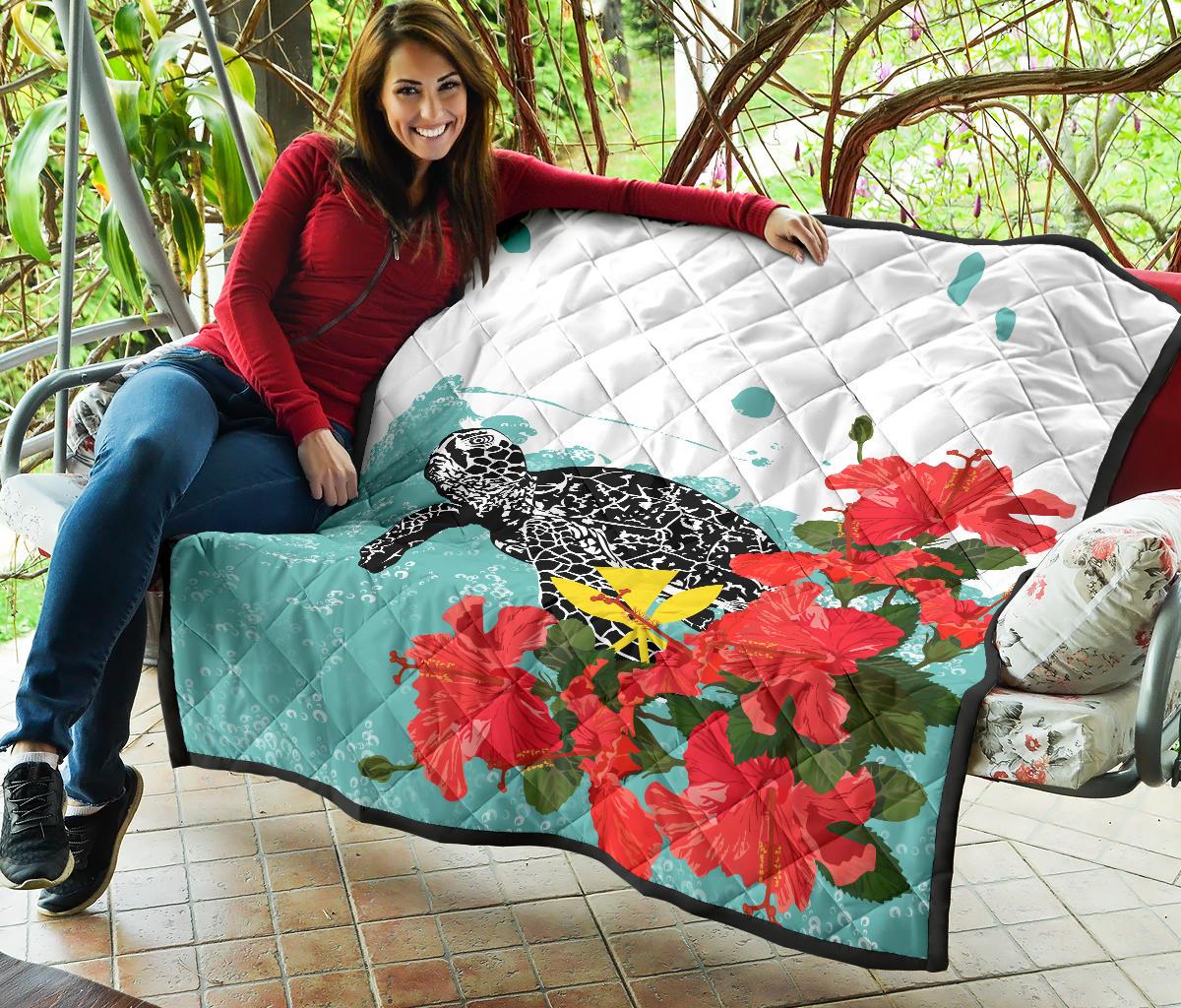 Hawaii Turle Sea Hibiscus Premium Quilt - Polynesian Pride