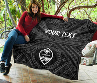 Guam Personalised Premium Quilt - Guam Seal With Polynesian Tattoo Style (Black) - Polynesian Pride