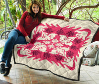 Hawaiian Tropical Pattern Premium Quilt - Pink - Argu Style - AH - Polynesian Pride