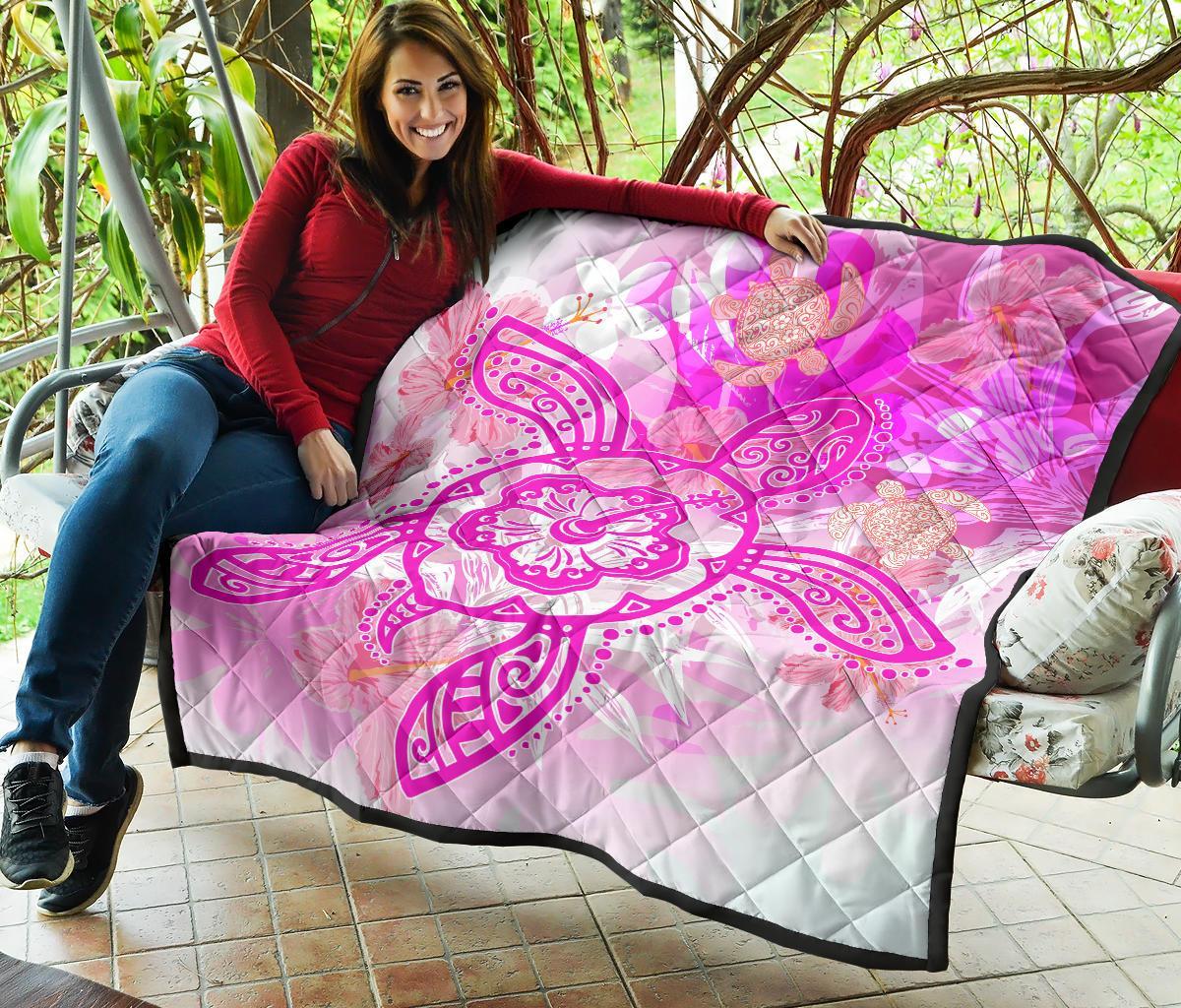 Hawaii Turtle Hibiscus Premium Quilt - Dreamy Style - AH - Polynesian Pride