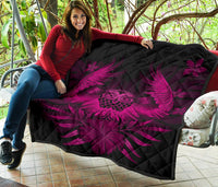 Hawaii Owl Hibiscus Plumeria Premium Quilt - Pink - Polynesian Pride