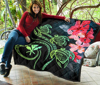 Hawaii Turtle Polynesian Tropical Premium Quilt - Cora Style Yellow - Polynesian Pride