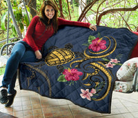 Hawaii Polynesian Turtle Hibiscus Plumeria Premium Quilt - Nane Style - Polynesian Pride