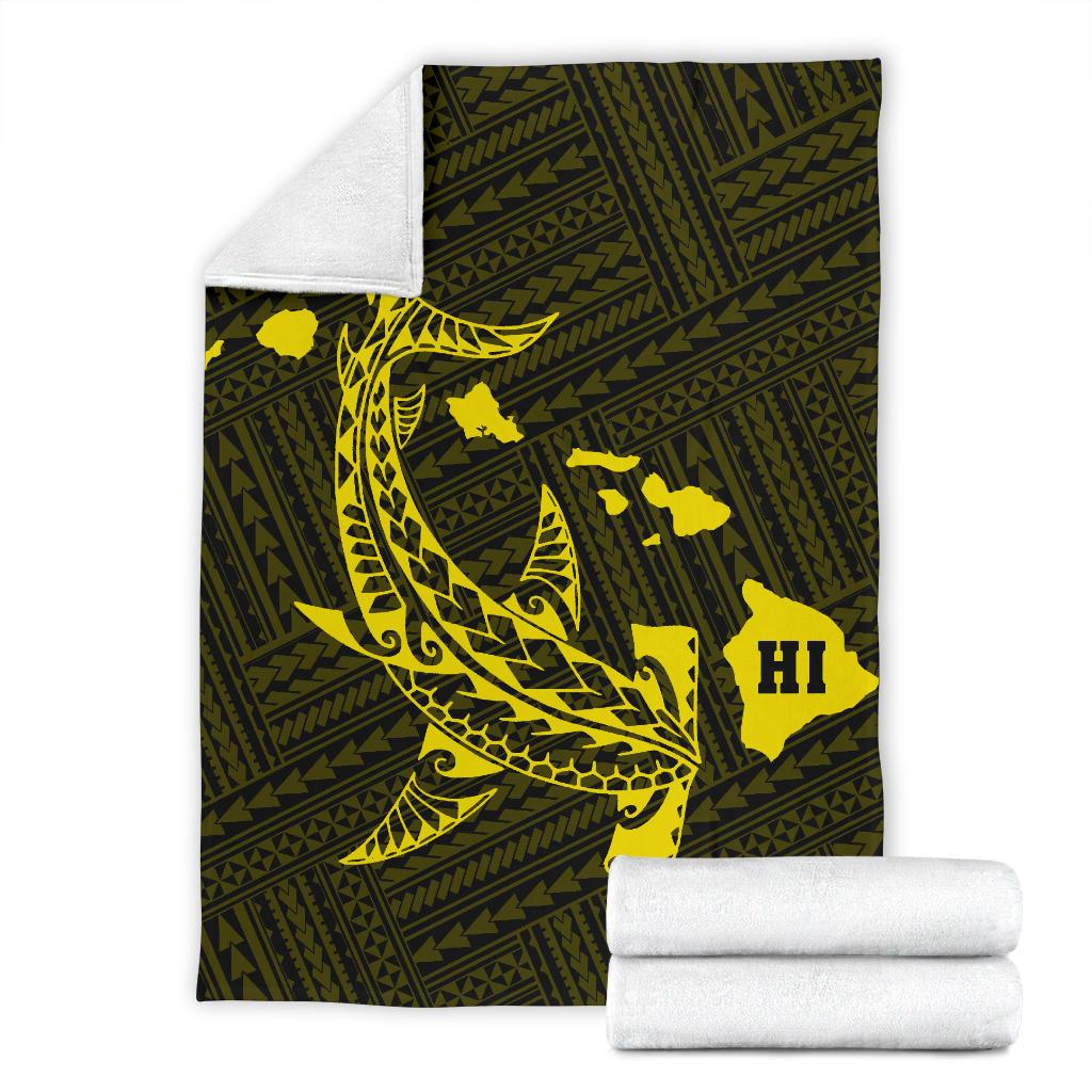 Hawaii Shark Yellow Polynesian Premium Blanket - Polynesian Pride