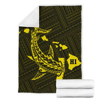Hawaii Shark Yellow Polynesian Premium Blanket - Polynesian Pride