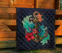 Hawaiian Plumeria Hibiscus Anchor Galaxy Premium Quilt - Polynesian Pride
