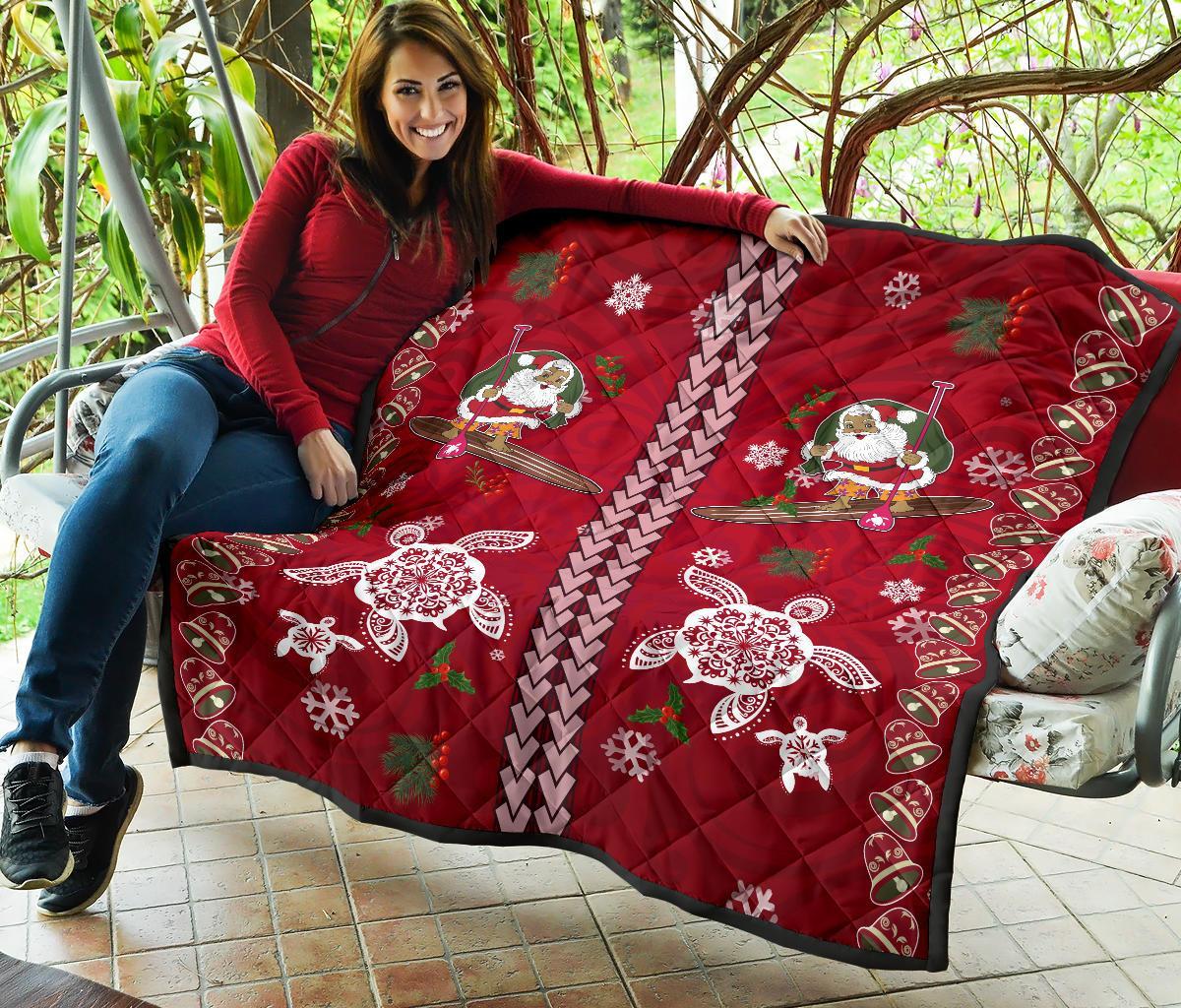 Hawaii Turtle Santa Claus Pattern Christmas Premium Quilt - San Style - AH - Polynesian Pride