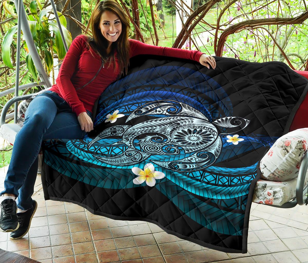 Hawaii Turtle Plumeria Polynesian Premium Quilt - Mela Style - Polynesian Pride