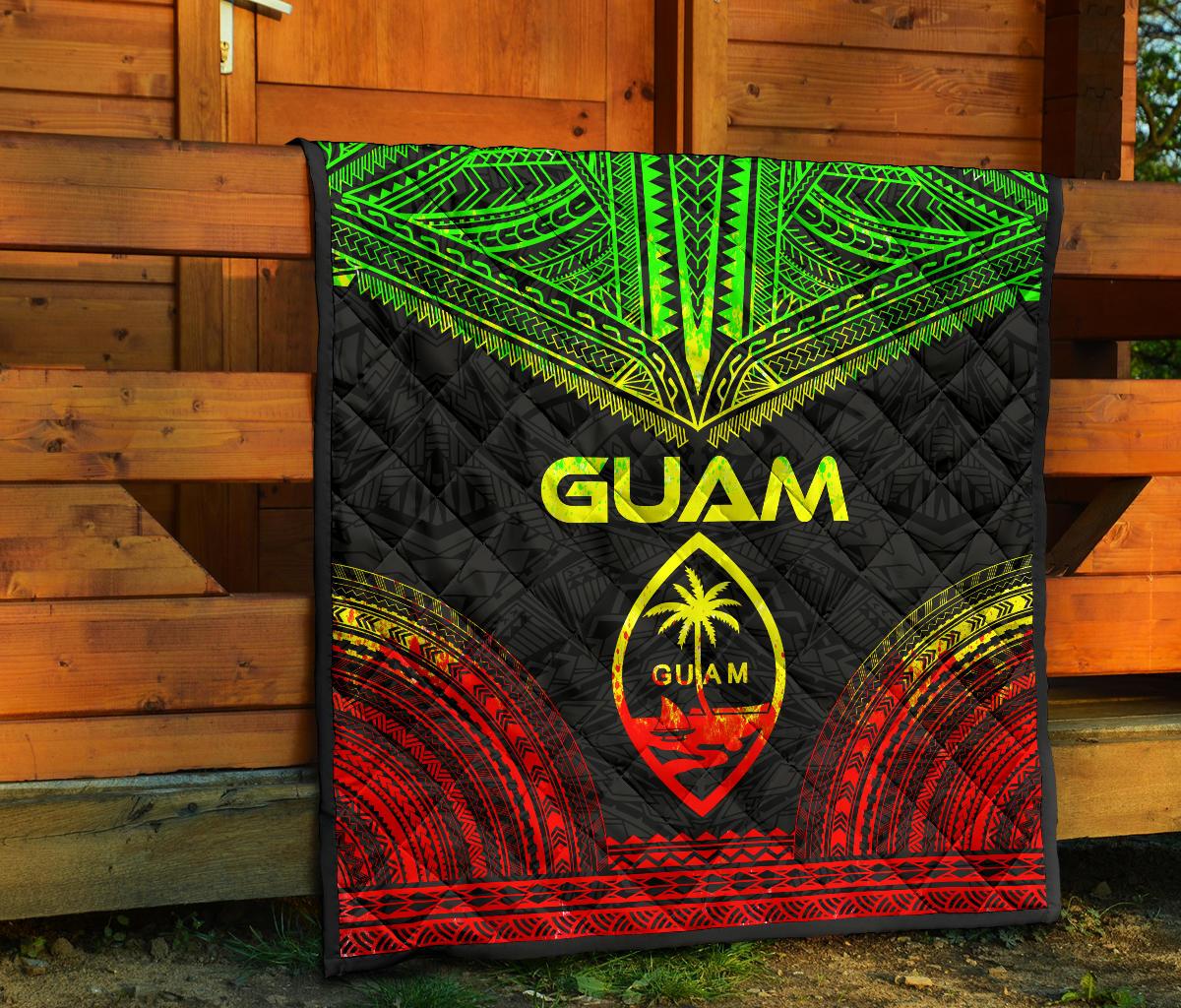 Guam Premium Quilt - Guam Coat Of Arms Polynesian Chief Reggae Version - Polynesian Pride