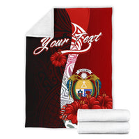 Nauru Polynesian Custom Personalised Premium Blanket - Coat Of Arm With Hibiscus - Polynesian Pride