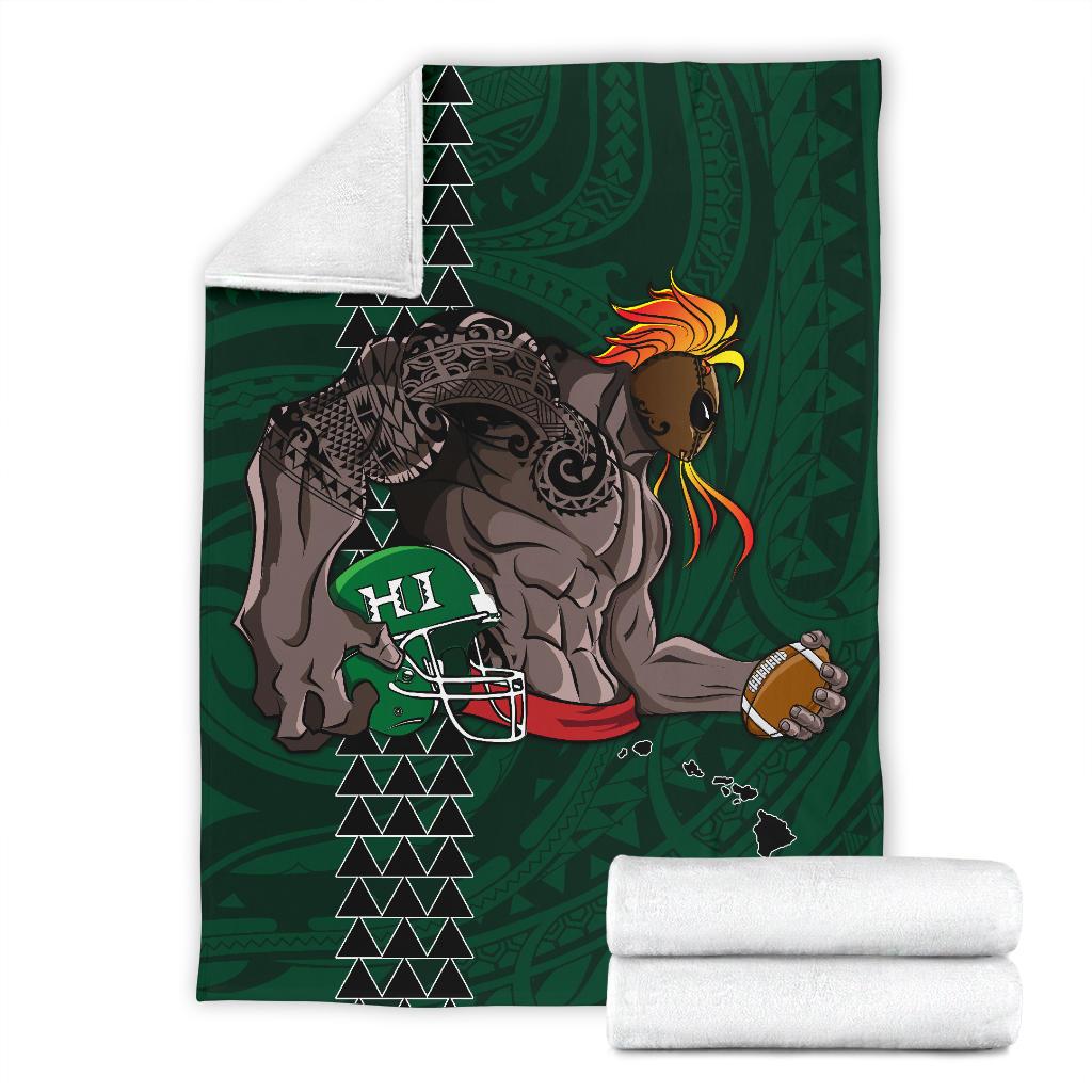 Kakau Blue Hawaii Warrior Football Premium Blanket - Polynesian Pride