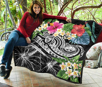 FSM Polynesian Premium Quilt - Summer Plumeria (Black) - Polynesian Pride