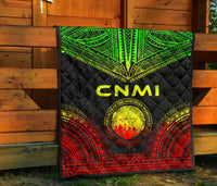 Northern Mariana Islands Premium Quilt - CNMI Seal Polynesian Chief Reggae Version - Polynesian Pride