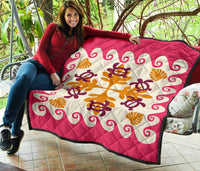 Hawaiian Turtle Pattern Premium Quilt - Pink - Argu Style - AH - Polynesian Pride