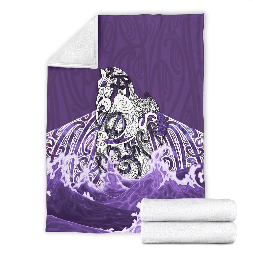 Maori Manaia The Blue Sea Premium Blanket, Purple - Polynesian Pride