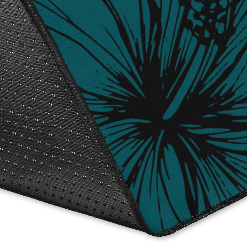 Nauru Polynesian Area Rug - Summer Plumeria (Turquoise) - Polynesian Pride