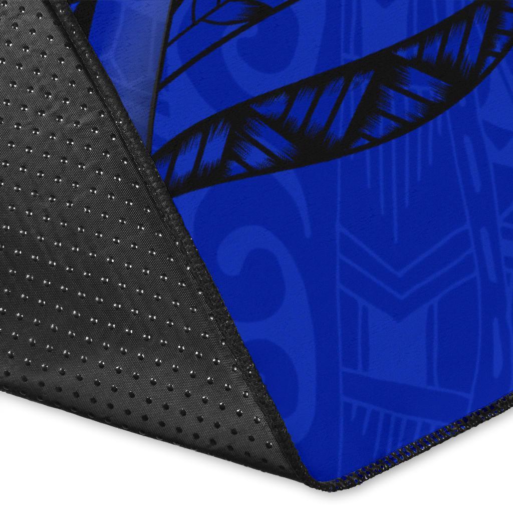 Paua Shell Maori Silver Fern New Zealand Area Rug Cobalt - Polynesian Pride