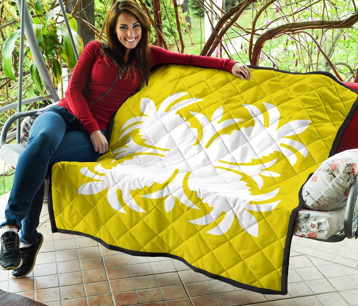 Hawaiian Premium Quilt Royal Pattern - Yellow - A2 Style - Polynesian Pride