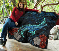 Hawaii Polynesian Honu Sea Hibiscus Premium Quilt - Polynesian Pride